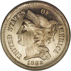 1882 3CN PR67 Cameo PCGS. Streaks of li