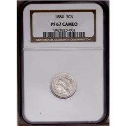 1884 3CN PR67 Cameo NGC. The glittering