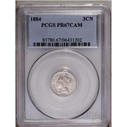 "1884 3CN PR67 Cameo PCGS. Pristine, com"