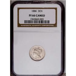 1886 3CN PR66 Cameo NGC. Boldly struck 