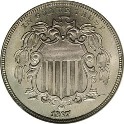 1867 5C Rays MS65 NGC. Gloria Peters an