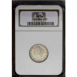 1887 5C MS66 NGC. Lustrous surfaces re 
