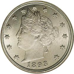 1893 5C MS66 NGC. Well struck and satin
