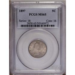 1897 5C MS65 PCGS. Nickel-gray patina b