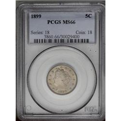 1899 5C MS66 PCGS. Nickel-gray surfaces
