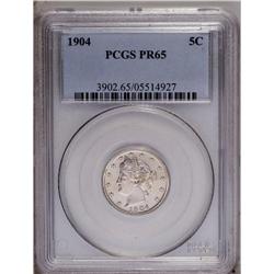 1904 5C PR65 PCGS. A thin layer of cham