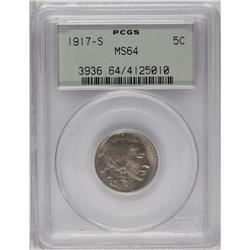 1917-S 5C MS64 PCGS. This highly lustro