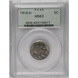 1918-D 5C MS63 PCGS. This satiny Buffal