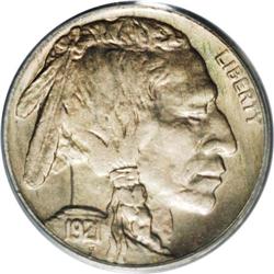 "1921-S 5C MS64 PCGS. Rose-red, gold, an"