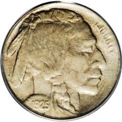 "1925-S 5C MS63 PCGS. Deep russet, olive"
