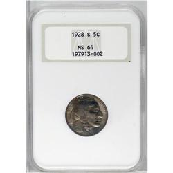 1928-S 5C MS64 NGC. Olive-green and gol