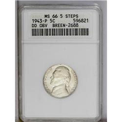 1943-P 5C Doubled Die Obverse MS66 Five
