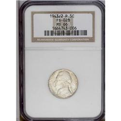 1943/2-P 5C MS66 NGC. FS-028. The remna