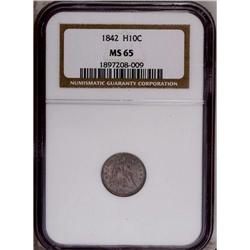 1842 H10C MS65 NGC. Deep sky-blue and p