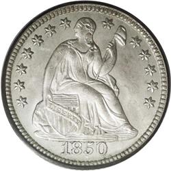 1850 H10C MS65 PCGS. Essentially untone