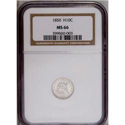 1850 H10C MS66 NGC. A stone-white Premi
