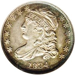 "1834 10C Large 4 MS64 NGC. JR-5, R.1. N"