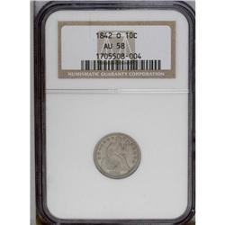 1842-O 10C AU58 NGC. A noteworthy condi