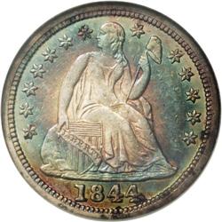 1844 10C MS61 NGC. The well-known low m