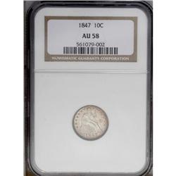 1847 10C AU58 NGC. This is a surprising