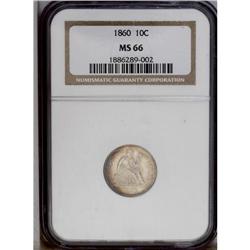 1860 10C MS66 NGC. Slightly weak on Lib