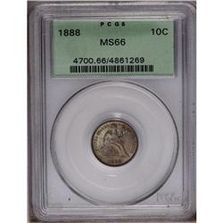 1888 10C MS66 PCGS. Waves of sea-green 