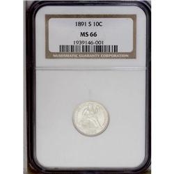 "1891-S 10C MS66 NGC. Superb, near-flawl"