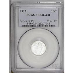 1913 10C PR64 Cameo PCGS. Impressive fr