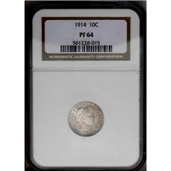 1914 10C PR64 NGC. Fully struck with a 