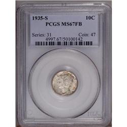 1935-S 10C MS67 Full Bands PCGS. Splash