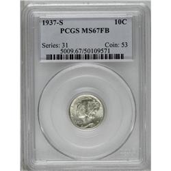 1937-S 10C MS67 Full Bands PCGS. Exquis