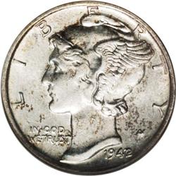 1942/1 10C MS61 ANACS. The overdate is 