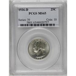 1936-D 25C MS65 PCGS. A brilliant and l