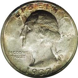1937-D 25C MS67 NGC. Scattered ice-blue