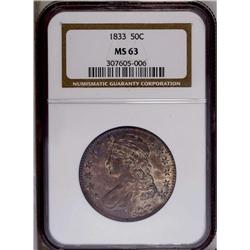 "1833 50C MS63 NGC. O-108, R.1. Plum, go"