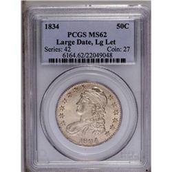 "1834 50C Large Date, Large Letters MS62"