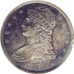 1838 50C MS63 ANACS. Deep forest-green 
