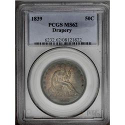1839 50C Drapery MS62 PCGS. Dusky sea-g