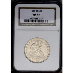 1850-O 50C MS62 NGC. Light golden-gray 