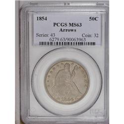 1854 50C Arrows MS63 PCGS. A sharply st