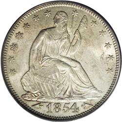 1854 50C Arrows MS64 PCGS. 1854[50C] Ar