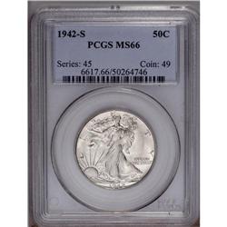 1942-S 50C MS66 PCGS. Small S. A virtua