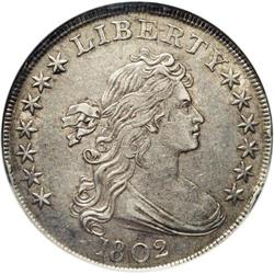 "1802 S$1 Narrow Date AU50 NGC. B-6, BB-"