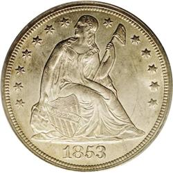 1853 S$1 MS63 PCGS. The 1853 is the mos