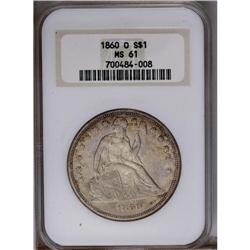 1860-O S$1 MS61 NGC. This satiny and li