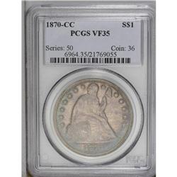 1870-CC S$1 VF35 PCGS. Variety 1-D. Des