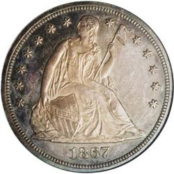 1867 S$1 PR64 NGC. The 1867 proof dolla