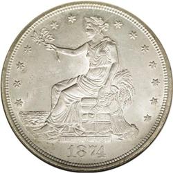 "1874-CC T$1 MS62 ANACS. Most of the 1,3"