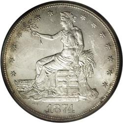 1874-S T$1 MS64 NGC. A remarkable examp
