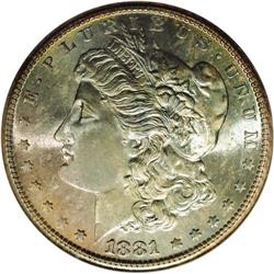 1881-S S$1 MS67 S NGC. Fully struck wit